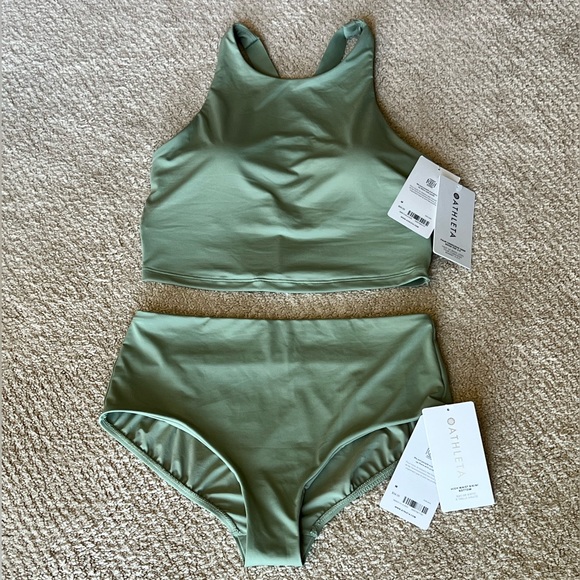 ATHLETA SWIM SET (M) HIGH WAIST BOTTOM & PALM CONSCIOUS BIKINI TOP (A-C Cups) - Picture 1 of 11